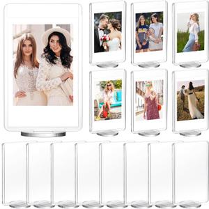 Marspark 15 Pcs 2x3inch Acrylic Photo Frame with Base Acrylic Photo Display Mini Picture Frames Double Sided Desktop Display Vertically for Film Mini Picture Ornaments(Clear,Square)