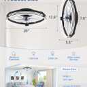 ZMISHIBO Low Profile Ceiling Fans with Lights and Remote, 20 Inch Flush Mount Ceiling Fan with Light, 3000K-6000K Dimmable Fandelier LED Fan Light, 6 Wind Speeds Black Ceiling Fans for Bedroom