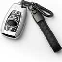 Autophone Compatible with Subaru Key Fob Cover With Leather Keychain Soft TPU 360 Degree Protection Key Case For Forester CrossTrek Outback WRX Ascent BRZ Impreza Legacy Smart KeySilver