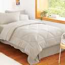 CozyLux Twin Comforter Set with Sheets Beige - 5 Pieces Bed in a Bag Twin, All Season Bed Set for Girls and Boys, Bedding Set with Down Alternative Comforter, Sheets, Pillowcase & Sham