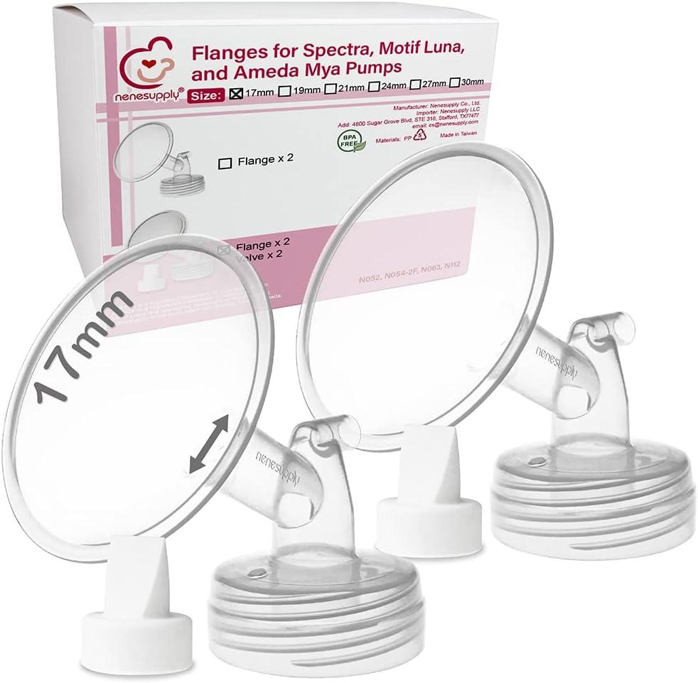 Nenesupply 17mm 2 pc Flanges Duckbill Valves Compatible with Spectra S2 S1 9 Plus Synergy Gold Breastpump Replacement to Spectra Pump Parts Flange Accessories Wide Mouth Work with Backflow Protector