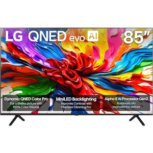 LG 85-Inch Class QNED evo AI QNED92A Series Mini LED 4K Smart TV w/Dolby Atmos, Dolby Vision, HDR10, AI Super Upscaling 4K, Filmmaker Mode, Wow Orchestra, Alexa Built-in (85QNED92AUA, 2025)