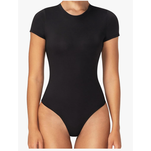 Sunzel Bodysuits for Women with Tummy Control- Crew Neck Short Sleeve Thong Body Suits Sexy Compression T shirts Tops Large