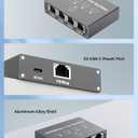 Gigabit Ethernet Splitter 1 to 4, Aluminium LAN Splitter 1000Mbps RJ45 Ethernet Switch Network Splitter with USB C Power Cable for Cat5/5e/6/7/8 (Gigabit Ethernet Splitter 1 to 4)