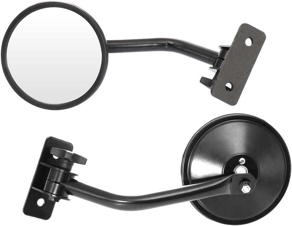 ECCPP Driver and Passenger Side Mirrors Fit for 1997-2017 For Jeep Wrangler JKU JK CJ YJ TJ Manual Adjustment Round Mirror View Mirrors Adventure Mirrors Replacement