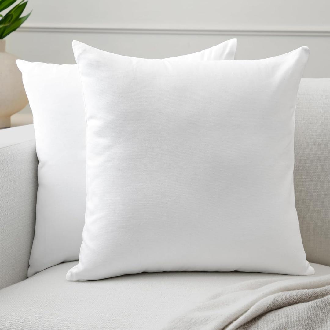 Encasa XO Throw Pillow Covers 12x12 in Set of 2 White | No Inserts | Cotton Pillow Covers for Living Room, Bed, Sofa, Couch | Decorative Cushion Covers with Improved Zipper