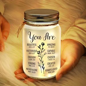 Mason Jar Night Light - Home Decoration Lights, Birthday & Mother's Day Gift for Her (YOU ARE...)