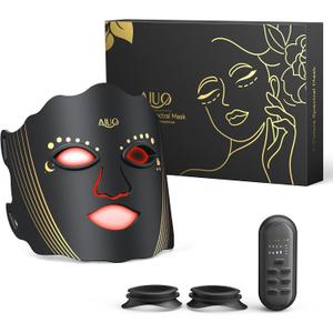 AIUO Red Light Therapy for Face, Led Face Mask Light Therapy with Rechargeable Remote, LED Face Mask Light Therapy at Home, Comfortable Red Light Therapy Mask, Black