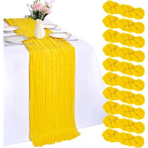 10 Pack Lemon Yellow Table Runner 10ft Cheesecloth Table Runner 120 Inch Gauze Boho Rustic Sheer Cheese Cloth for Banquet Picnic Baby Shower Party Wedding Holiday Dcor