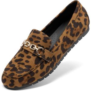 DREAM PAIRS Loafers for Women Casual Comfortable Slip On Flat Lightweight Leisure Work Shoe Comfort Walking Shoes (8, Leopard)