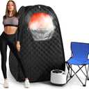 Single Person Sauna, Portable Steam Sauna Full Body for Home Spa, Sauna Tent with Steamer 2.6L 1000W Steam Generator, 90 Minute Timer, Chair, Remote Control Included(Black)