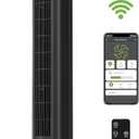 HOLMES 36" Smart WI-FI Connected Tower Fan, Alexa Fan, Voice Control, Oscillation, Digital Control Panel, Remote Control, 3 Speed Settings, 3 Modes, 15-Hour Auto-Shut Off Timer, Black Finish