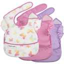 Tiny Twinkle Mess Proof Baby Bibs for Eating | Waterproof, Wipeable Toddler Bibs | Travel Friendly - PFAS, PVC, BPA, Phthalate Free | Baby Food Bibs (3-Pack, Butterfly)