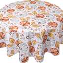 Romanstile Fall Round Tablecloth 70 Inch, Thanksgiving Autumn Harvest Orange Pumpkin Table Cloths, Stain Resistant Farmhouse Table Cover for Thanksgiving Holiday Dinner Party