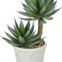 Hollyone Large Artificial Succulent Plants Fake Agave Succulents Potted 13" Faux Plant in Vintage Cement White Pot Succulent Aloe Plant Indoor for Desk Home Office Living Room Table Shelf Decor
