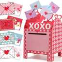 TooyBing Valentines Day Boxes for Kids Classroom, 28 Pack Valentines Day Cards for Kids School with DIY Heart Mailbox, Cute Box for Class Cards Exchange, Craft Party Favor for Boys Girls