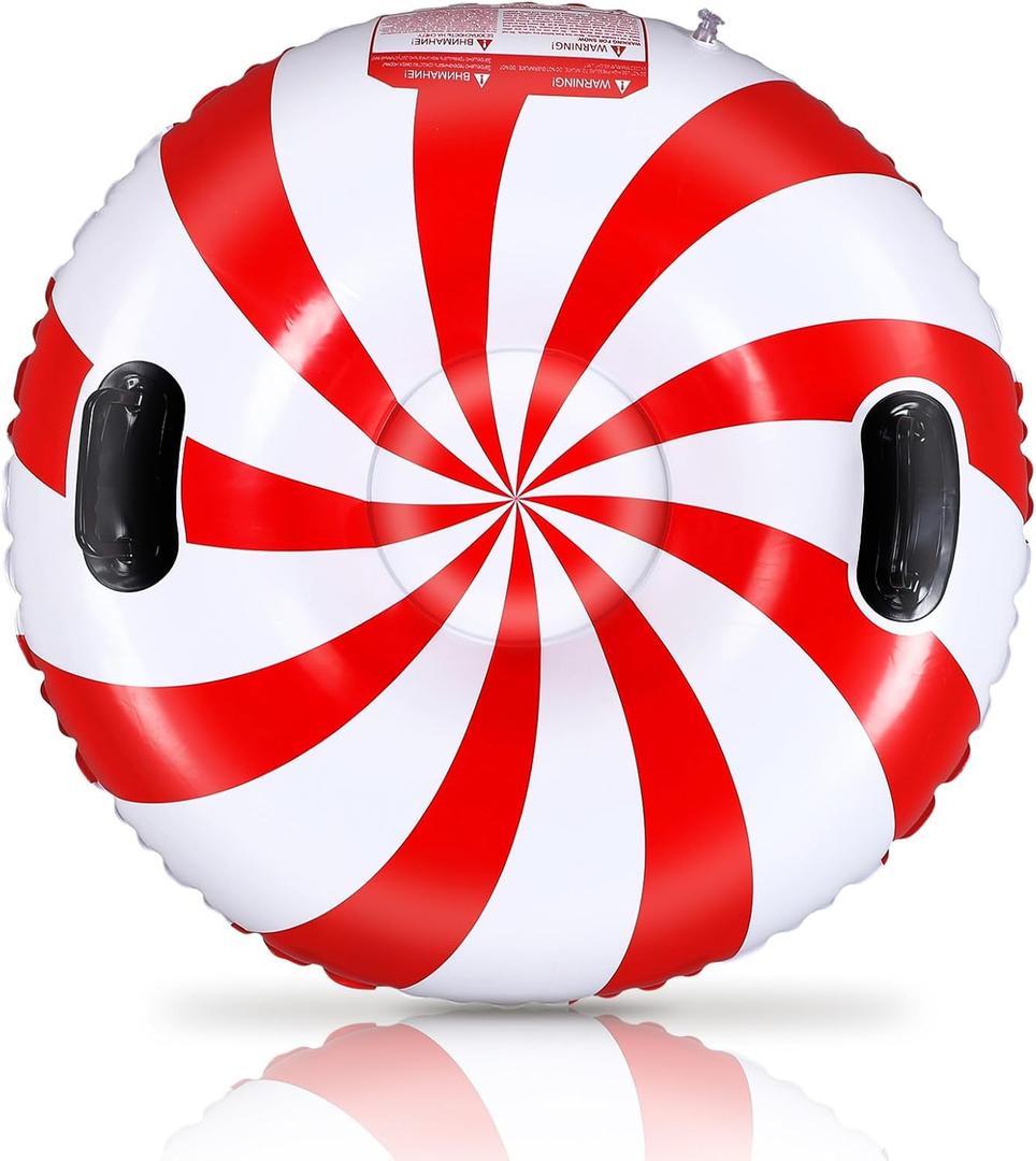 Vertintong Large 35" Inflatable Snow Tube for Adults, Christmas Snow Sled with Handles and Heavy Duty Bottom, Fun Winter Outdoor Gifts for Sledding Tubing Sports