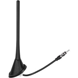 Eightwood Car Stereo AM FM Radio Antenna, Universal Roof Mount Antenna Replacement with Mount Base DIN Plug Connector for Vehicle Car Truck Stereo Receiver Head Unit FM HD Radio (antenna with 0.5ft cable)