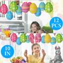 Wenqik 12 Pcs Easter Egg Paper Lanterns Party Decorations 10 Inch Spring Colorful Flower Dot Decorative Ceiling Hanging Lanterns for Home Easter Birthday Party Supplies, 6 Styles(Cute)