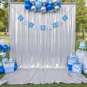 10ftx10ft Sequin Silver Backdrop Curtain Panels for Parties, Wrinkle Free Thick Glitter Sparking Photo Backdrop Drapes, 2 Panels 5x10ft Shimmer Back Drop Cloth for Wedding Birthday Photography