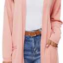 Women's 100% Cotton Lightweight Open Front Cardigans with Pockets Oversized Knit Casual Sweaters Outwear (Lightpink), Size XL