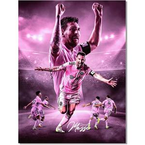 Soccer Superstar Lionel Messi Signed Poster For Kids Fans Room Bedroom Wall Decor-Sports Star Posters Canvas Art Print Picture For Teen Boy Birthday Gifts