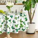 Horaldaily St. Patrick's Day Tablecloth 6060 Inch Round, Shamrock Irish Clover Luck Washable Table Cover for Party Picnic Dinner Decor (Green)