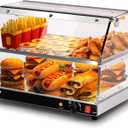 PYY Food Warmer Commercial - Countertop Pizza Warmer Countertop 2-Tier with LED Lighting Food DisplayWarmer Disaplay Case for Pastry Pretzel