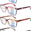 CLASAGA Progressive Multifocus Reading Glasses for Women,Blue Light Blocking Spring Hinge Fashion Pattern Print Computer Readers (Pattern Design-5, 1.5, x)