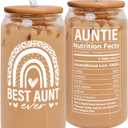 Pawzity Aunt Gifts - Auntie Gifts from Niece Nephew - Birthday, Mothers Day, Christmas Gift for Auntie Aunty - Gift for New Aunts, To Be Aunts - 16 Oz 2-sided Can Glass