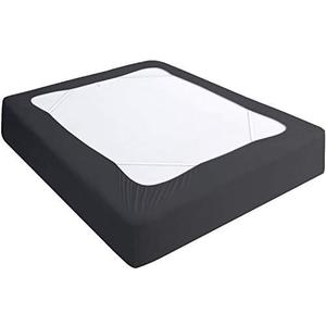 Box Spring Cover King Size, Elastic Fabric Wrap Around 4 Sides Bed Skirt, Sleek Alternative for Bed Skirts for Hotel/Home, Fits Box Springs up to 13, Black