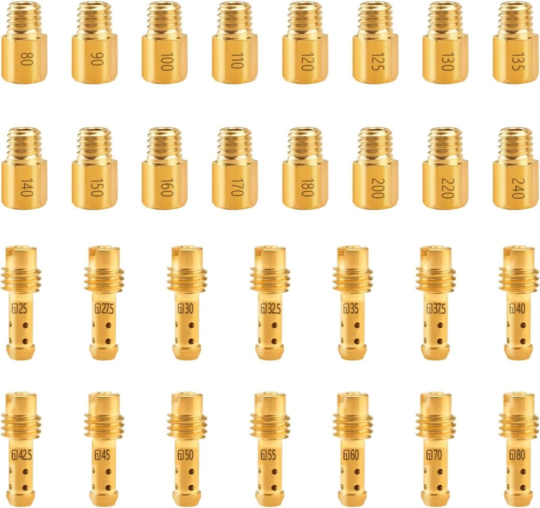 30 Pcs Main Jet and Pilot Slow Jet Kit Fits for VM18 VM20 VM22 VM26 VM24 VM28 VM30 VM32 VM34 VM36 VM38 VM44 Carbs