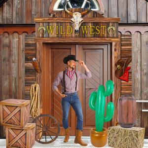 Western Cowboy Birthday Party Decorations Hay Bales Boxes Western Cowboy Backdrop Banner Wagon Wheel Centerpieces Decor for Photo Booth Props Cowboy Party Birthday Fall Harvest Farm