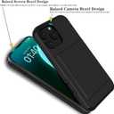 XHSY iPhone 16 Pro Max Case with Card Holder  Dual Layer Wallet Phone Case with Hidden Slot, Shockproof PC+TPU Protective Cover for Women & Men (Compatible with 6.9 inch) (Black)