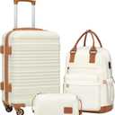 Coolife Luggage Set 3 Piece Luggage Set Carry On Suitcase Hardside Luggage with TSA Lock Spinner Wheels(White, 3 piece set (BP/TB/20))