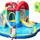 ELEMARA Inflatable Water Slide, 9 in 1 Kids Bounce House with 2 Slides, Pool&Trampoline, Fun Dart Game&Ring-toss Game, Climbing Walls, Bounce House with Blower for Outdoor Indoor, 108.3*106.3*56.3in