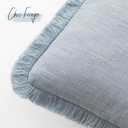 Foindtower Decorative Linen Fringe Throw Pillow Covers Cozy Boho Farmhouse Cushion Cover with Tassels Soft Accent Pillowcase for Chair Sofa Bed Living Room Home Decor, 2222 Inch,1PC,Sky Blue