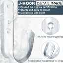 COCODE 25 Pack Wall Mount 2 J Hooks with Retainer Clip Galvanized Steel Cable Hangers Heavy Duty Utility Hooks Cable Management Support for Structured Cabling