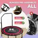 K KENSONE 40/48" Foldable Rebounder Trampoline for Adults with Bungee, 450/550 LBS Quiet Indoor Mini Trampoline for Adults Fitness, Gym Workout, Home Exercise