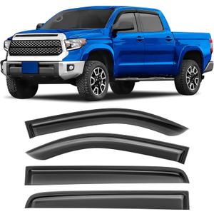 Shatterproof Taped-On Window Deflectors for Toyota Tundra Crew Max 2014-2021, Rain Guards, Window Visors for Car, Vent Deflector, 4pcs