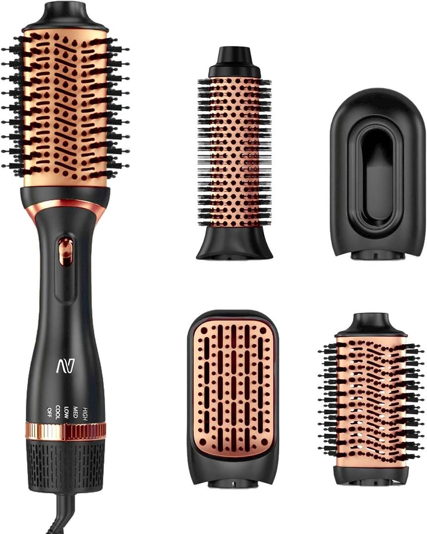 Nycoba Hair Dryer Brush Set, Multifunctional Hot Air Brush for Salon Blowouts, Negative Ion Technology & Quick Drying, Shiny and Less Frizz, Copper