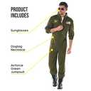 Fun Shack Flight Suit Costume for Men, Air Force Jumpsuit, Mens Fighter Pilot Outfit, Aviation Costume for Adults, Medium (Large)