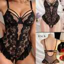 Avidlove Lingerie for Women Sexy Lace Bodysuit Deep V Teddy One Piece Babydoll (Black, XXL)