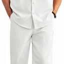 COOFANDY Mens 2 Piece Outfits Casual Summer Beach Textured Button Down Shirt Loose Pants Set XXL