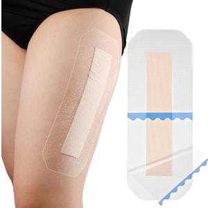 Silicone Knee Incision Bandages with Gentle Adhesive Wound Waterproof Dressing Absorbent Hip Water Barrier Shower Protector for Post Surgical Site Large Cuts Abrasions 4 x 10 Inch Pack of 10