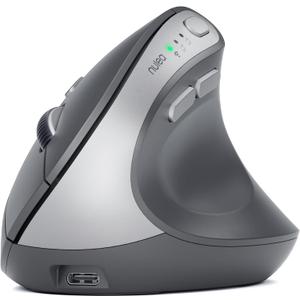 Nulea MD280 Ergonomic Vertical Wireless Mouse - Bluetooth & 2.4G Dual Mode, 4 Adjustable DPI 800/1200/1600/2400, Rechargeable, Silent Clicks, No Lag, 6 Buttons - Perfect for Laptop, Desktop Grey