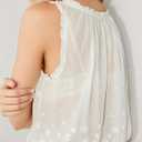 Womens Summer Boho Embroidered Tank Button Down Cami Tops Beach Vacation Flowy Vest Sleeveless Blouses Crop Tops (White, S)