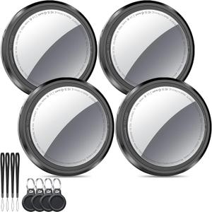 Air Tracker Tags-4 Pack Black | Bluetooth Tracker Work with Apple Find My (iOS Only), Smart Tag with Protective Case/Keychain/Lanyard, Item Finder for Luggage/Key/Suitcase, Replaceable Battery
