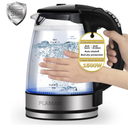 1500W Electric Kettle with Temperature Control  6Temp Presets for Tea/Coffee, Double Wall CoolTouch, 4H Keep Warm, 1.7L Borosilicate Glass & BPAFree, Fast Boil for Home/Office