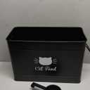 Cat Food Storage Container with Scoop - 15 lb (50 Cup) Capacity Metal Cat Food Container with Airtight Bamboo Lid & Metal Scoop - Airtight Pet Food Storage Containers - 15 lb Treats & Kibble Container (Black)